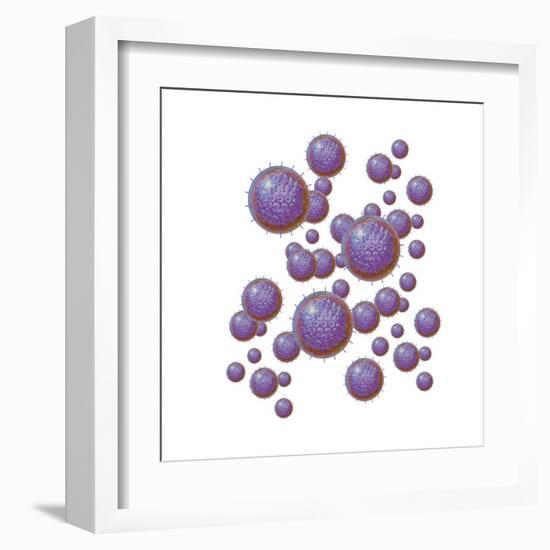 Grouping of Virus Particles-null-Framed Art Print