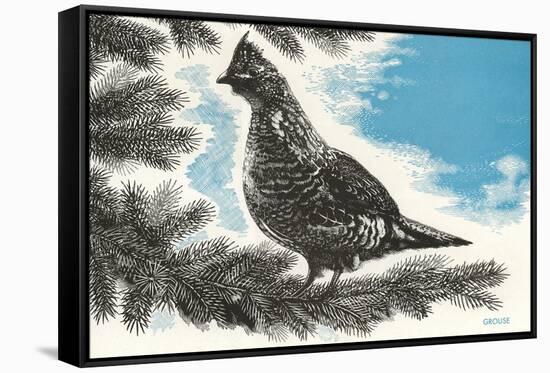 Grouse in Fir Tree-null-Framed Stretched Canvas