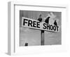Grouse on "Free Shoot" Sign-null-Framed Photographic Print
