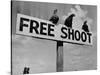 Grouse on "Free Shoot" Sign-null-Stretched Canvas