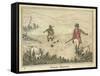 Grouse, Two Men and Their Dogs Walk up a Moor Hoping to Start up Some Grouse-Henry Thomas Alken-Framed Stretched Canvas