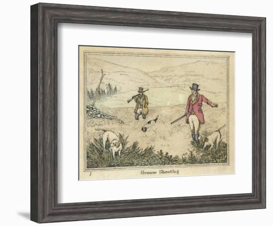 Grouse, Two Men and Their Dogs Walk up a Moor Hoping to Start up Some Grouse-Henry Thomas Alken-Framed Art Print