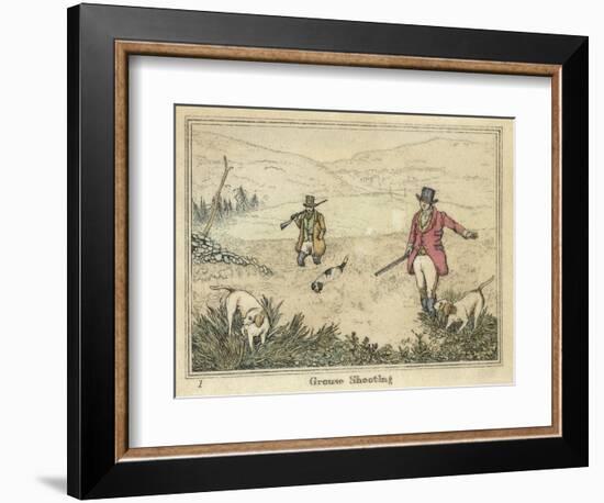 Grouse, Two Men and Their Dogs Walk up a Moor Hoping to Start up Some Grouse-Henry Thomas Alken-Framed Art Print