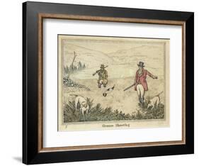 Grouse, Two Men and Their Dogs Walk up a Moor Hoping to Start up Some Grouse-Henry Thomas Alken-Framed Art Print