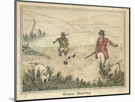 Grouse, Two Men and Their Dogs Walk up a Moor Hoping to Start up Some Grouse-Henry Thomas Alken-Mounted Art Print