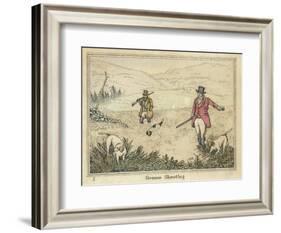 Grouse, Two Men and Their Dogs Walk up a Moor Hoping to Start up Some Grouse-Henry Thomas Alken-Framed Art Print