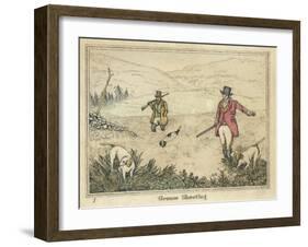 Grouse, Two Men and Their Dogs Walk up a Moor Hoping to Start up Some Grouse-Henry Thomas Alken-Framed Art Print