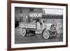 Grove Lime and Coal Company in Front of a Building Sign That Reads Gasoline-null-Framed Art Print