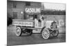 Grove Lime and Coal Company in Front of a Building Sign That Reads Gasoline-null-Mounted Art Print