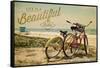 Grover Beach, California - Life is a Beautiful Ride - Beach Cruisers-Lantern Press-Framed Stretched Canvas