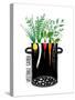 Grow Vegetable Garden and Cook Soup. Food Illustration in Black Ink and Colors. Vector Eps8-Popmarleo-Stretched Canvas