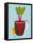 Growing Beetroot with Green Leafy Top in Mug. Vegetable Container Gardening Illustration. Layered V-Popmarleo-Framed Stretched Canvas