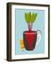 Growing Beetroot with Green Leafy Top in Mug. Vegetable Container Gardening Illustration. Layered V-Popmarleo-Framed Art Print