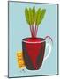 Growing Beetroot with Green Leafy Top in Mug. Vegetable Container Gardening Illustration. Layered V-Popmarleo-Mounted Art Print