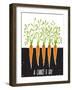 Growing Carrots Scratchy Drawing and Lettering. Raster Variant.-Popmarleo-Framed Art Print