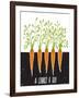 Growing Carrots Scratchy Drawing and Lettering. Raster Variant.-Popmarleo-Framed Art Print