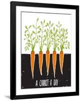 Growing Carrots Scratchy Drawing and Lettering. Raster Variant.-Popmarleo-Framed Art Print