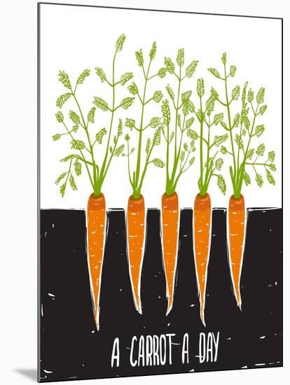 Growing Carrots Scratchy Drawing and Lettering. Raster Variant.-Popmarleo-Mounted Art Print