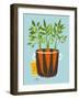 Growing Carrots with Green Leafy Top in Mug. Root Vegetables Container Gardening Illustration. Laye-Popmarleo-Framed Art Print