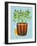 Growing Carrots with Green Leafy Top in Mug. Root Vegetables Container Gardening Illustration. Laye-Popmarleo-Framed Art Print