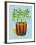 Growing Carrots with Green Leafy Top in Mug. Root Vegetables Container Gardening Illustration. Laye-Popmarleo-Framed Art Print