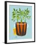 Growing Carrots with Green Leafy Top in Mug. Root Vegetables Container Gardening Illustration. Laye-Popmarleo-Framed Art Print