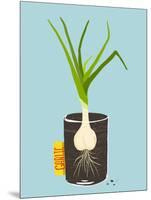 Growing Garlic with Green Leafy Top in Mug. Vegetable Container Gardening Illustration. Layered Vec-Popmarleo-Mounted Art Print