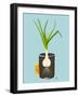 Growing Garlic with Green Leafy Top in Mug. Vegetable Container Gardening Illustration. Layered Vec-Popmarleo-Framed Art Print