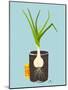 Growing Garlic with Green Leafy Top in Mug. Vegetable Container Gardening Illustration. Layered Vec-Popmarleo-Mounted Art Print