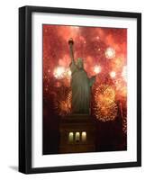 Grucci Fireworks Light the Sky Over the Statue of Liberty-null-Framed Photographic Print