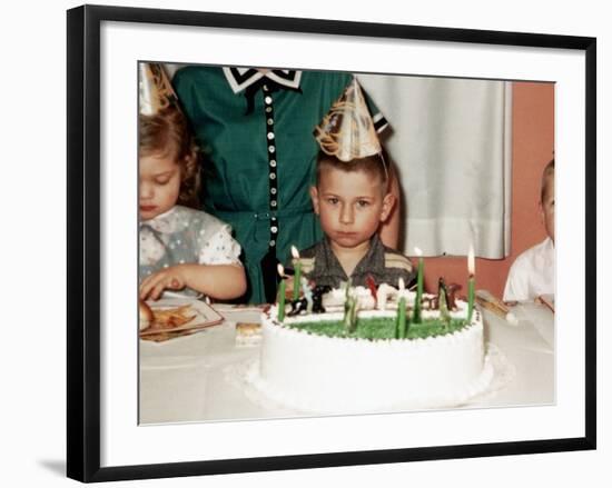 Grumpy Boy at Fifth Birthday Party, Ca. 1957-null-Framed Photographic Print