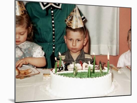 Grumpy Boy at Fifth Birthday Party, Ca. 1957-null-Mounted Photographic Print