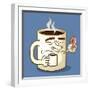 Grumpy Coffee Cartoon Character Eating A Donut-Tony Oshlick-Framed Premium Giclee Print