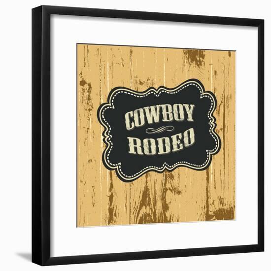 Grunge Background with Wild West Styled Label, Raster Version.-pashabo-Framed Photographic Print