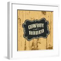 Grunge Background with Wild West Styled Label, Raster Version.-pashabo-Framed Photographic Print