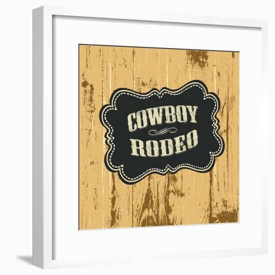 Grunge Background with Wild West Styled Label, Raster Version.-pashabo-Framed Photographic Print