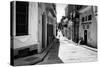 Grunge Black and White Image of a Shabby Street in Havana-Kamira-Stretched Canvas