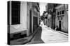 Grunge Black and White Image of a Shabby Street in Havana-Kamira-Stretched Canvas