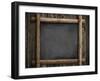 Grunge Blackboard Hanging on Wooden Wall as a Background-Andrey_Kuzmin-Framed Photographic Print