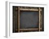 Grunge Blackboard Hanging on Wooden Wall as a Background-Andrey_Kuzmin-Framed Photographic Print