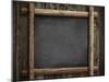 Grunge Blackboard Hanging on Wooden Wall as a Background-Andrey_Kuzmin-Mounted Photographic Print