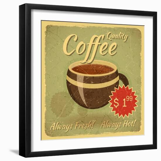 Grunge Card With Coffee Cup-elfivetrov-Framed Art Print