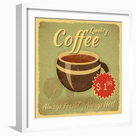 Grunge Card With Coffee Cup-elfivetrov-Framed Art Print