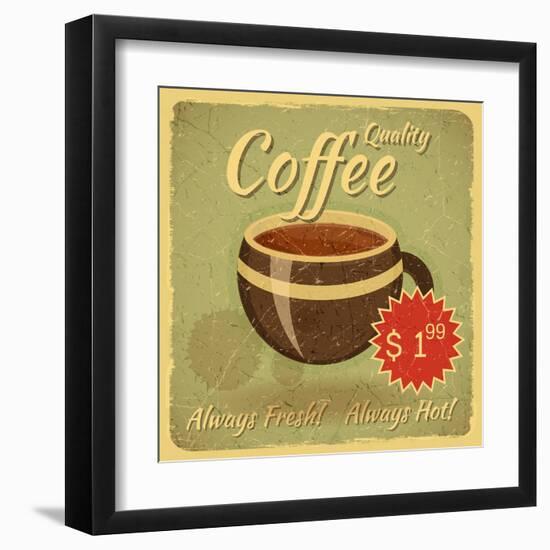 Grunge Card With Coffee Cup-elfivetrov-Framed Art Print