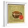 Grunge Card With Coffee Cup-elfivetrov-Framed Art Print