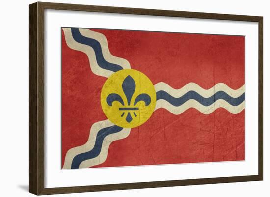 Grunge City Flag Of St Louis City In Missouri In The U.S.A-Speedfighter-Framed Art Print