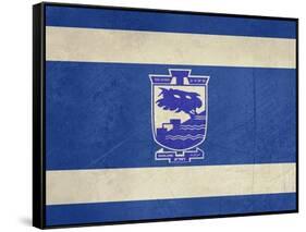 Grunge City Of Holon Flag From State Of Israel In Official Colours-Speedfighter-Framed Stretched Canvas