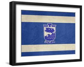 Grunge City Of Holon Flag From State Of Israel In Official Colours-Speedfighter-Framed Art Print