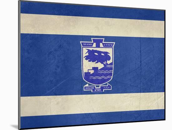 Grunge City Of Holon Flag From State Of Israel In Official Colours-Speedfighter-Mounted Art Print