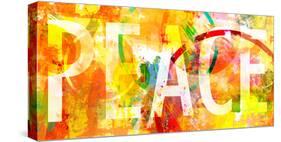 Grunge Collage With Peace Typo-null-Stretched Canvas